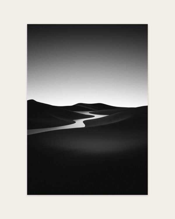 Desert Dunes in Black and White, portrait art print
