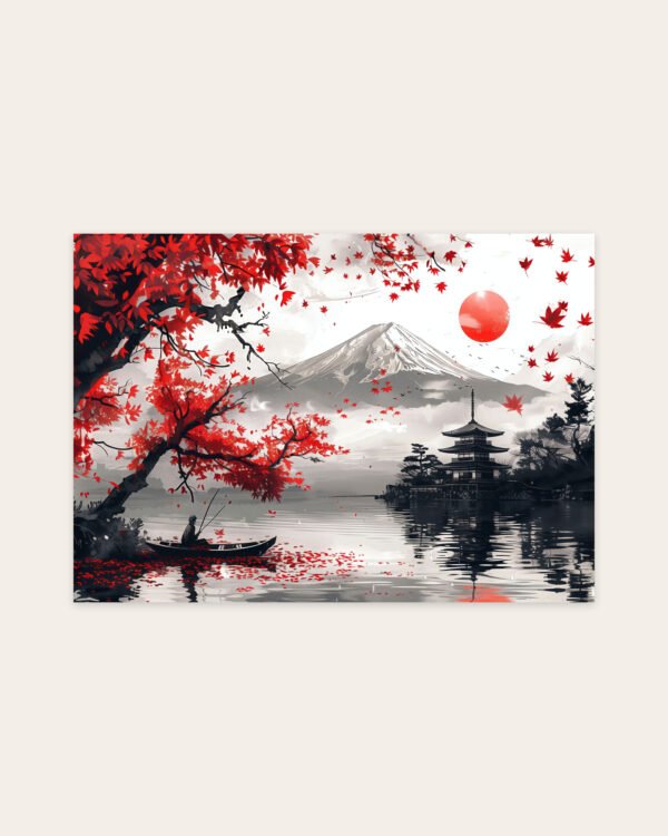 Mount Fuji and Red Maple, landscape art print