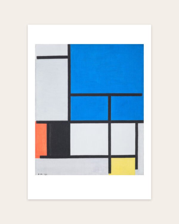 Large Blue Plane by Piet Mondrian, portrait art print on a white border