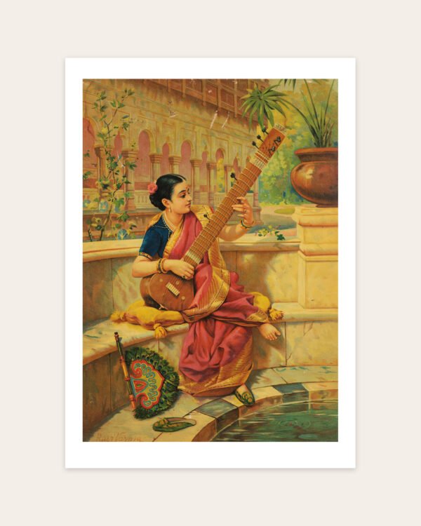 Kadambari, Ravi Varma Press, portrait art print on a white border