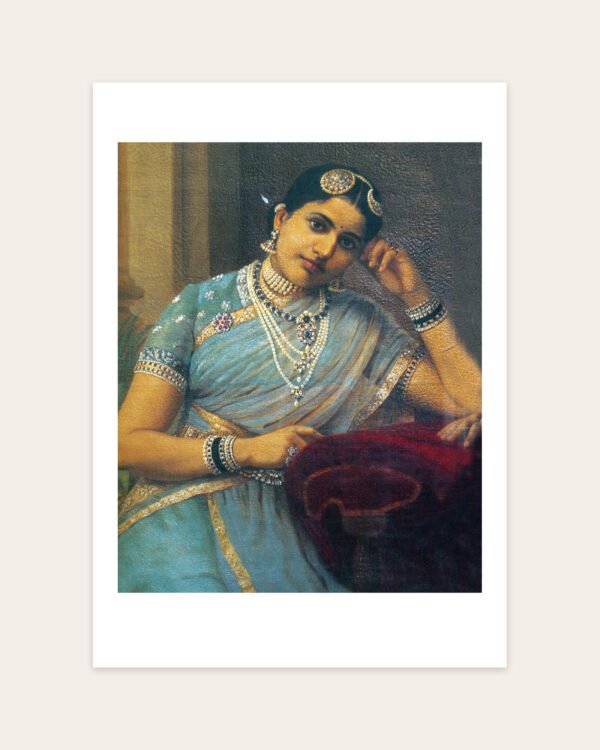 Rani of Kurupam by Raja Ravi Varma, portrait art print on a white border