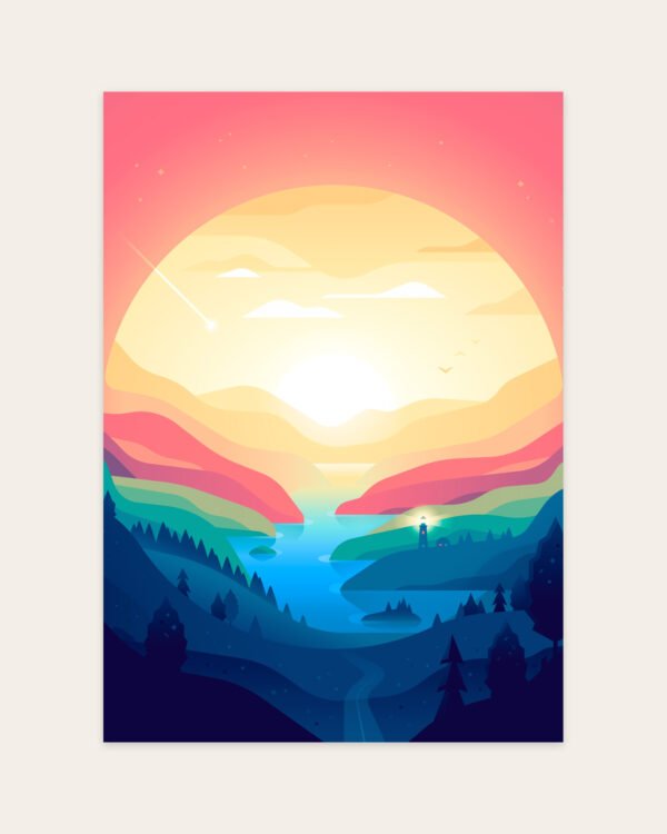 Sunset Valley, portrait art print
