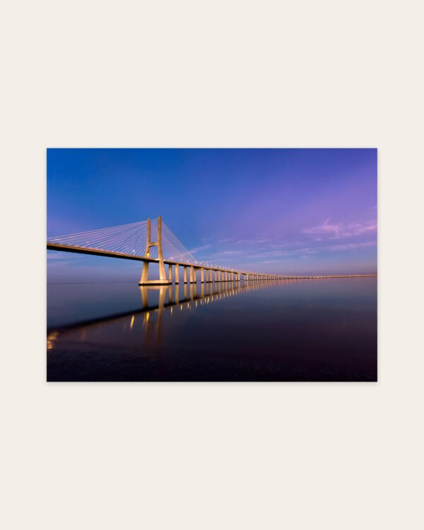 Vasco da Gama Bridge at Dusk, Lisbon, landscape art print